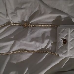 NWOT White Quilted Gold Chain MINI PURSE